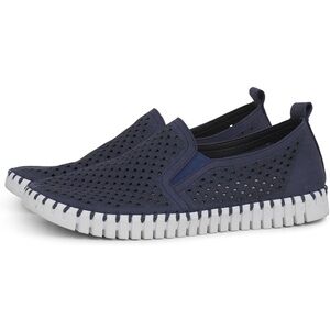 Ilse Jacobsen Blue and White Slip-On Loafers with Breathable Mesh